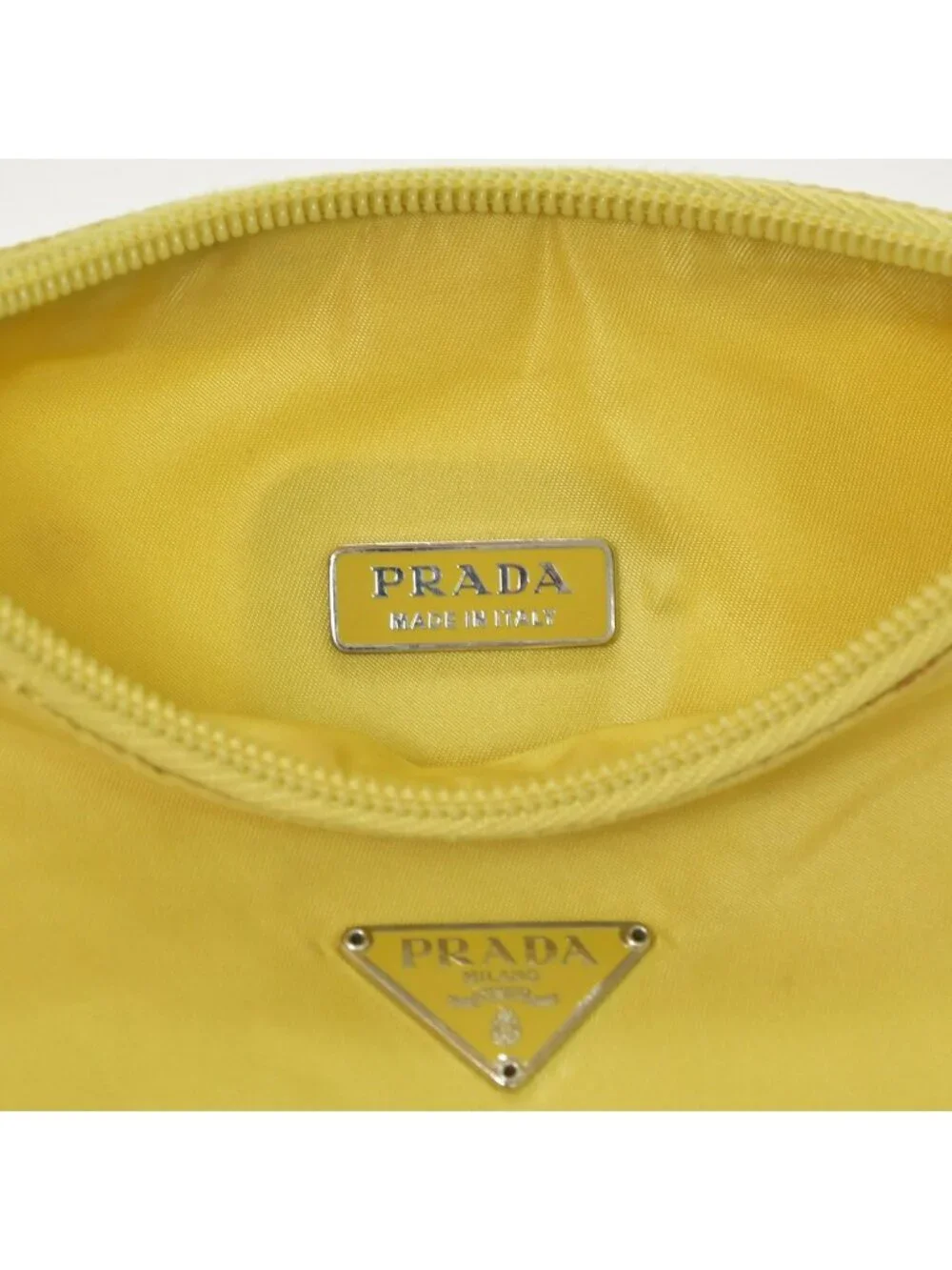 Prada Hand Handbag Mini Andbag Pouch Nylon Yellow
